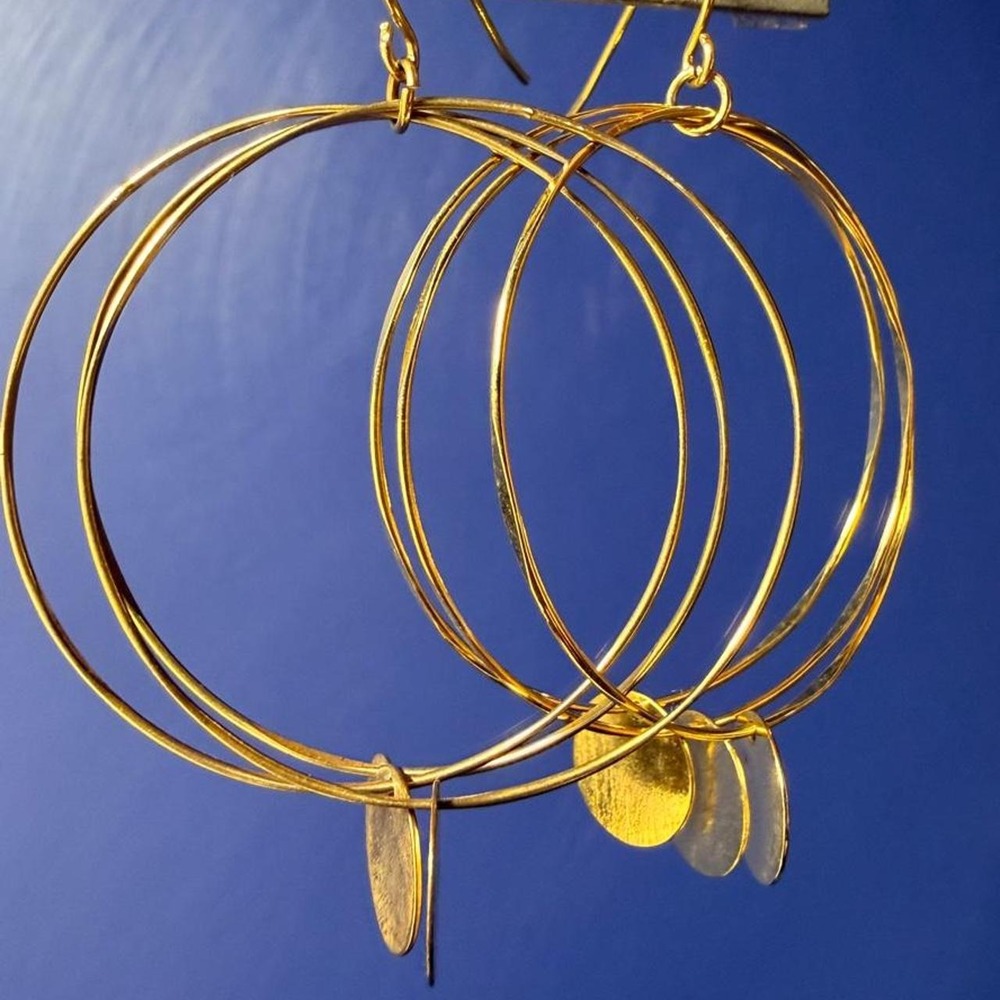 NWT Express Gold Multi-Layered Hoop Charm Earrings